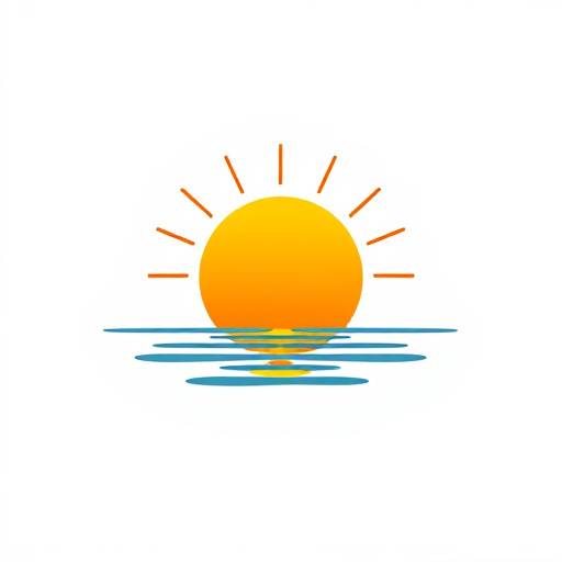 Logotipo do Estüdio Criativo Sol Nascente, um sol estilizado nascendo sobre o mar.